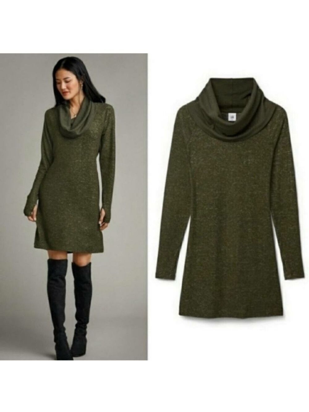 Cabi Women’s Solace Oversized Lagenlook Fall Cowl Neck Midi Sweater Dress S